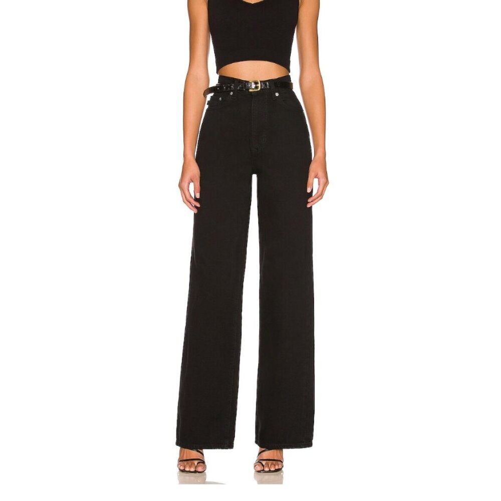 Lovers + Friends Lennon Super High Rise Loose Wide Leg in Serenata Black Size 31
